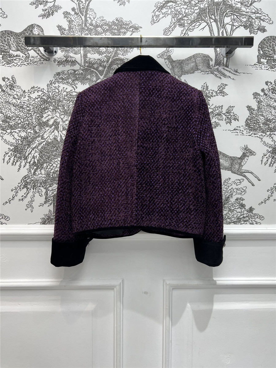 Ch**el tweed woven velvet jacket