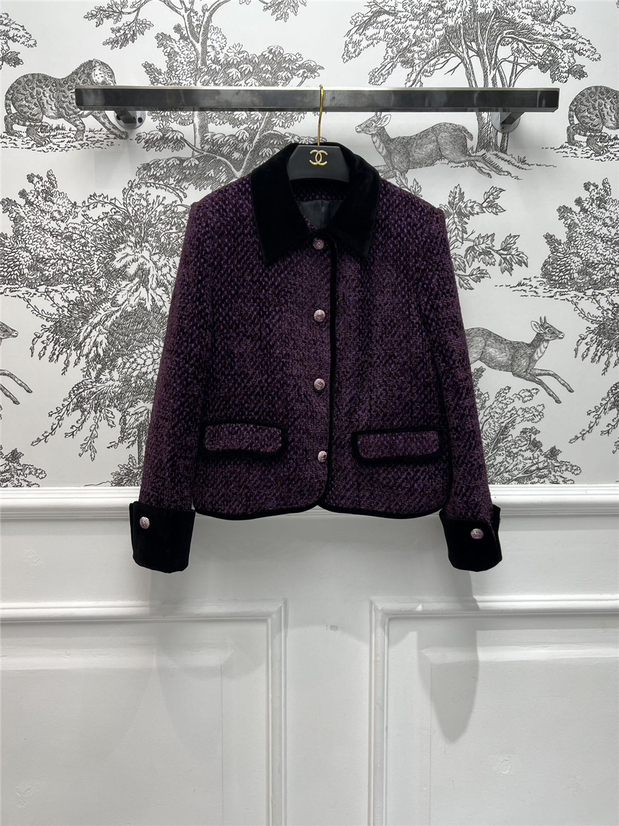Ch**el tweed woven velvet jacket