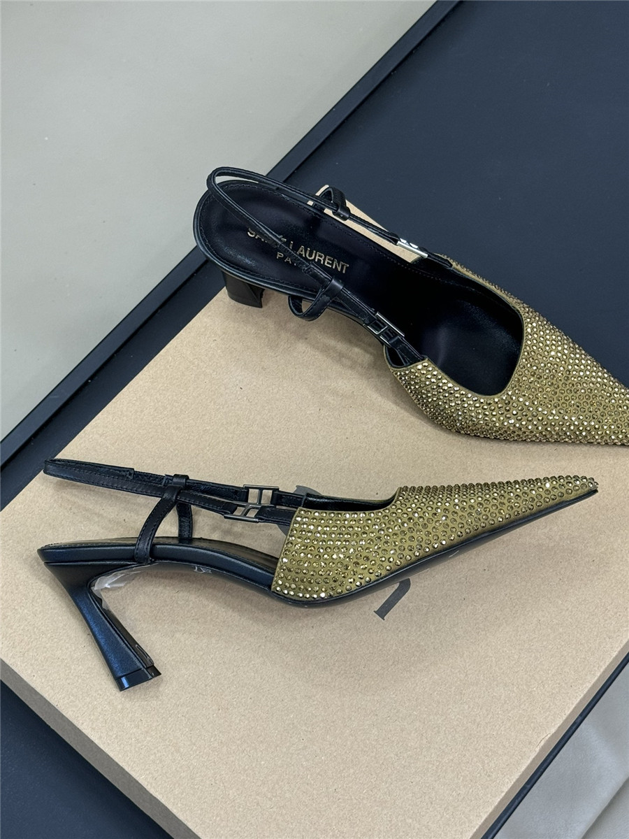 yves sa1nt lau*nt y51 D1am0nd slingback sandals