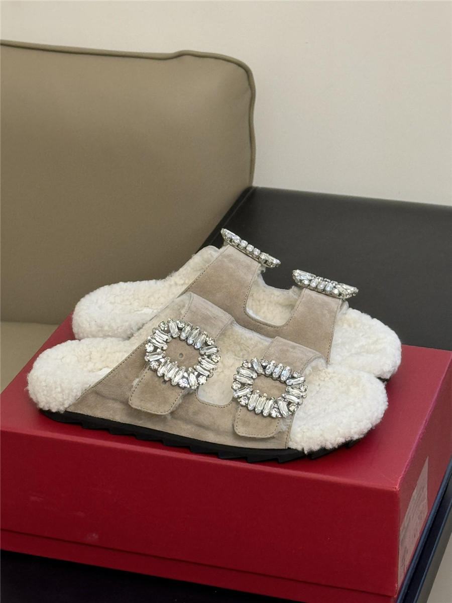 roger vivier D1am0nd buckle wool slippers