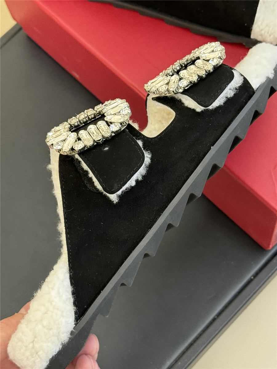 roger vivier D1am0nd buckle wool slippers