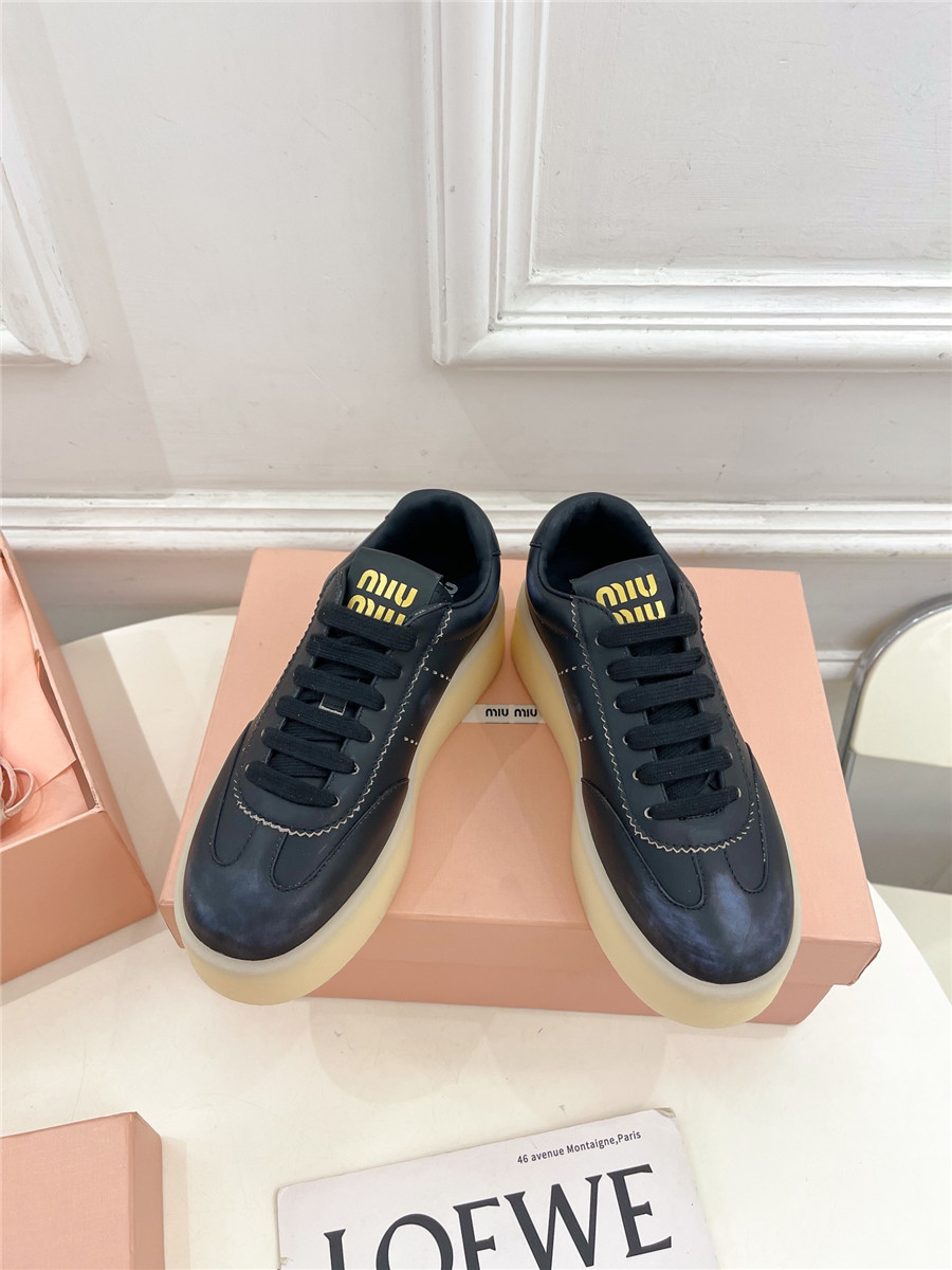 Miu Miu Platform Lace-Up Sneakers