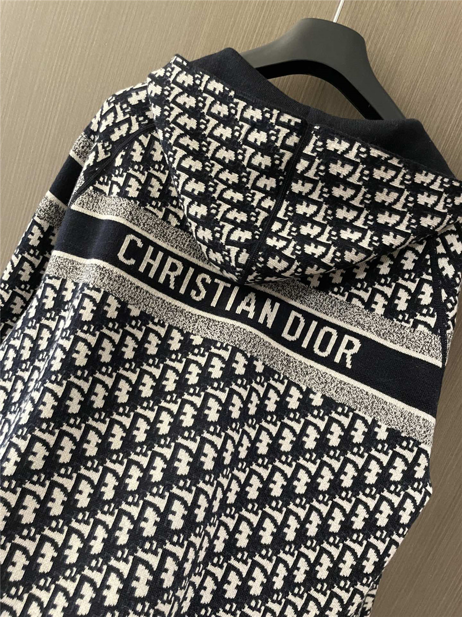 D10r oblique reversible hooded cardigan in blue