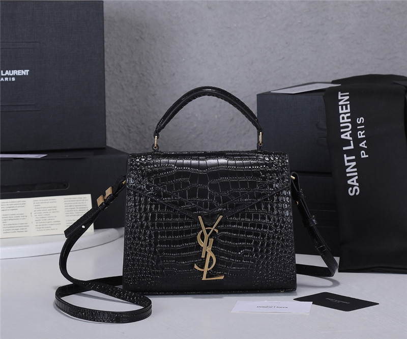 Sa1nt Lau*nt medium cassandra croc-effect bag