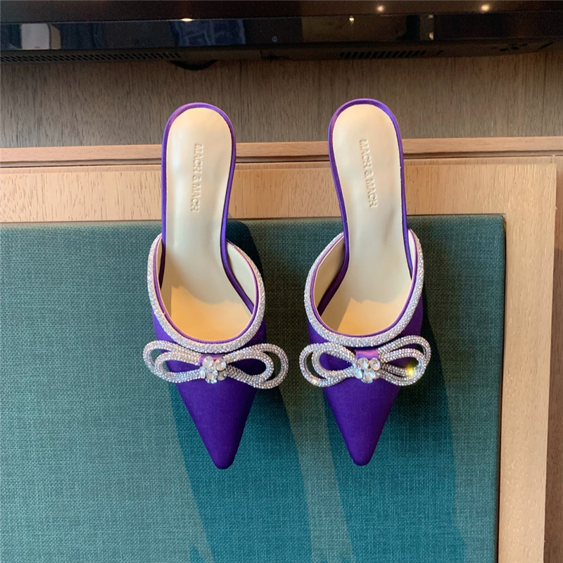 & Rhinestone bow half drag high heels