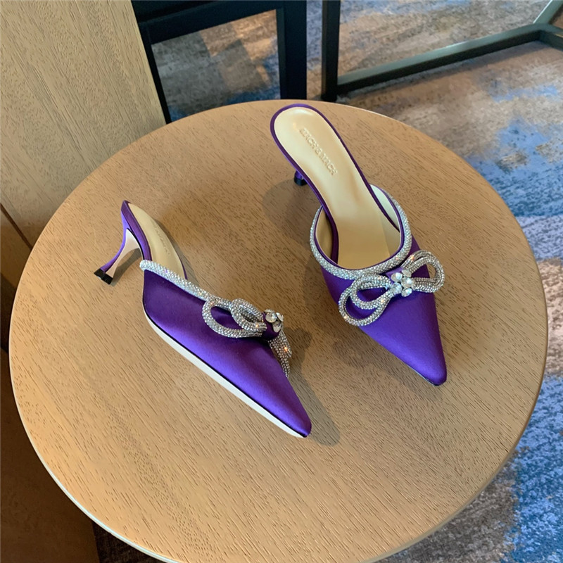& Rhinestone bow half drag high heels