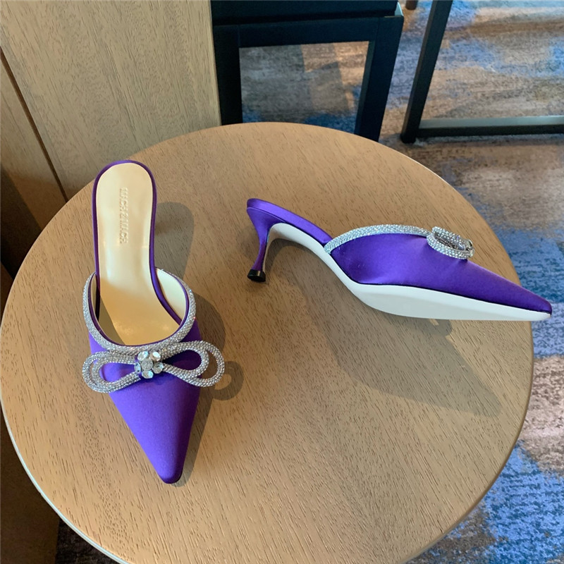 & Rhinestone bow half drag high heels