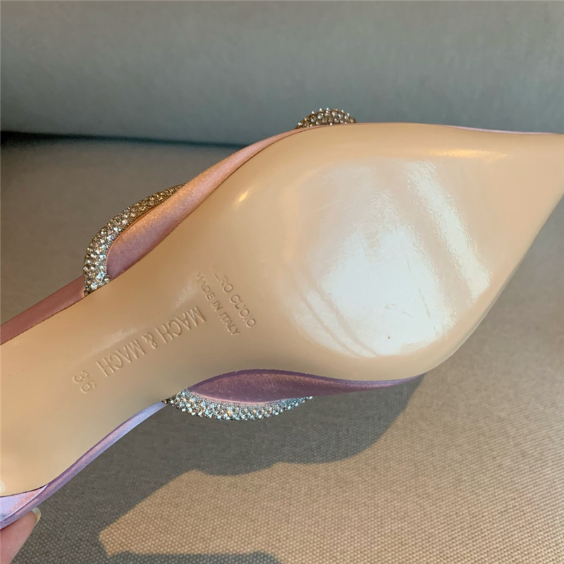 & Rhinestone bow half drag high heels