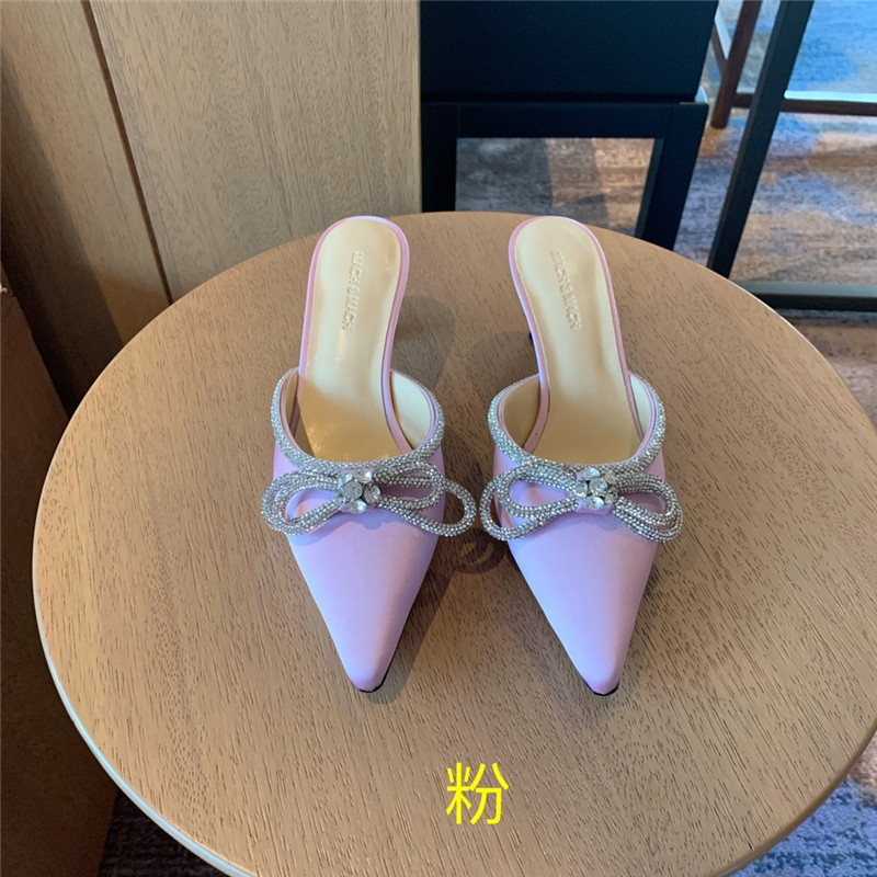 & Rhinestone bow half drag high heels