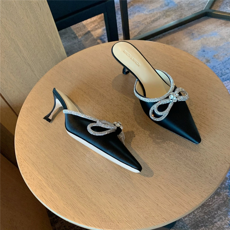 & Rhinestone bow half drag high heels