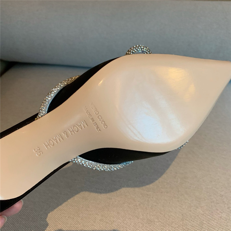 & Rhinestone bow half drag high heels