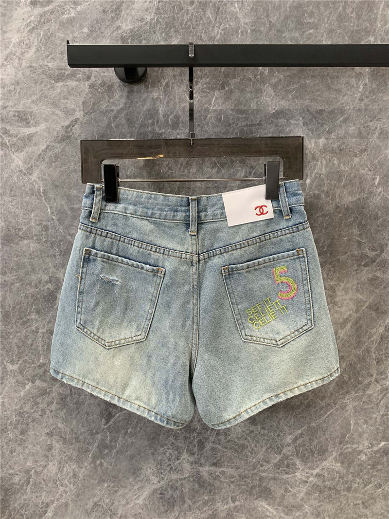 Ch**el logo denim shorts