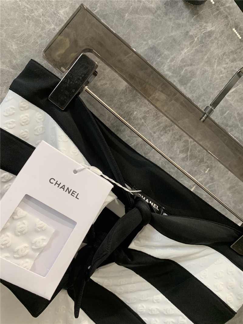 Ch**el striped bralette one-piece swimsuit