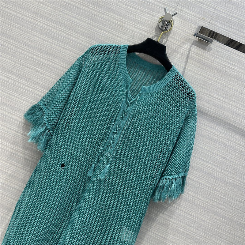 D10r wispy crochet knit smock dress