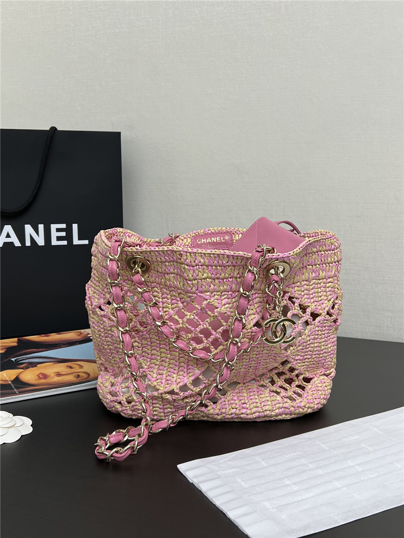 Ch**el coco raffia weave bag