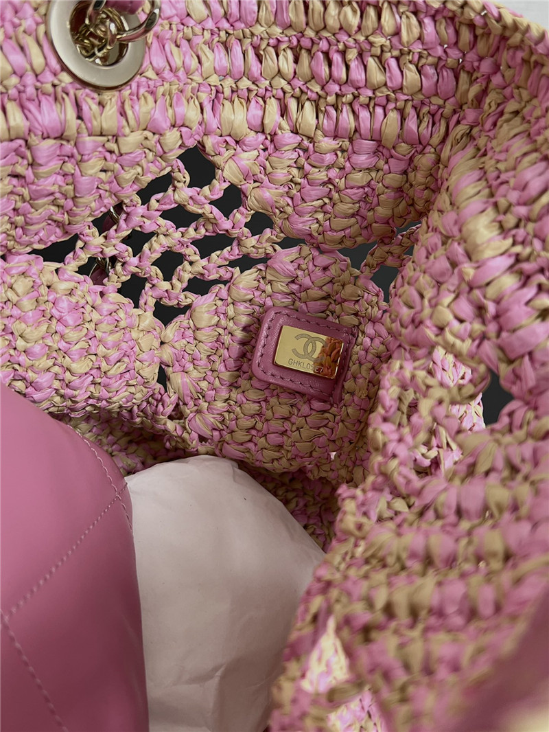 Ch**el coco raffia weave bag