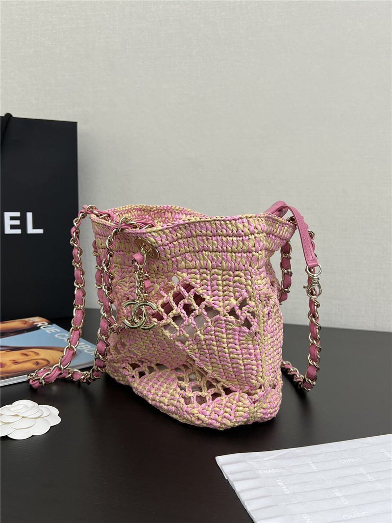 Ch**el coco raffia weave bag