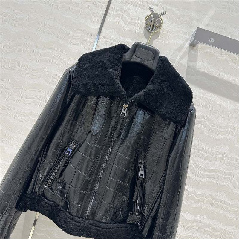 D10r fur motorcycle leather jacket