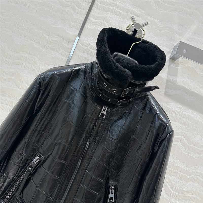 D10r fur motorcycle leather jacket