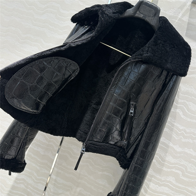 D10r fur motorcycle leather jacket