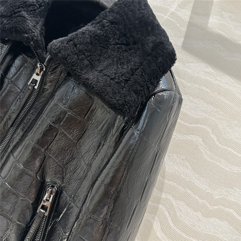 D10r fur motorcycle leather jacket