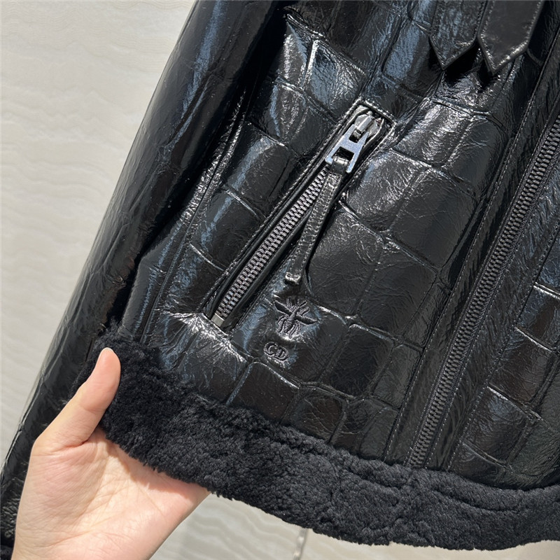 D10r fur motorcycle leather jacket