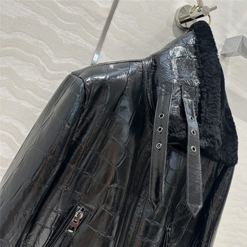 D10r fur motorcycle leather jacket