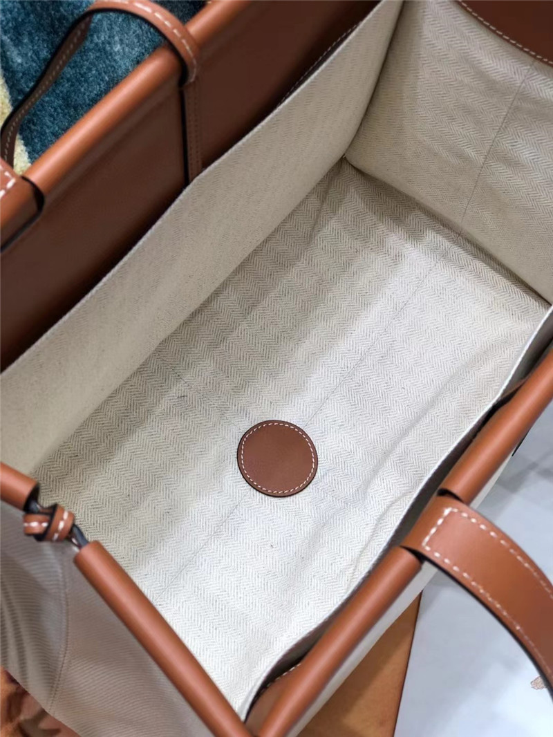 L0ew* cushion large leather-trimmed canvas tote