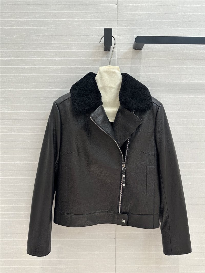 H**me5 lambskin collar motorcycle jacket