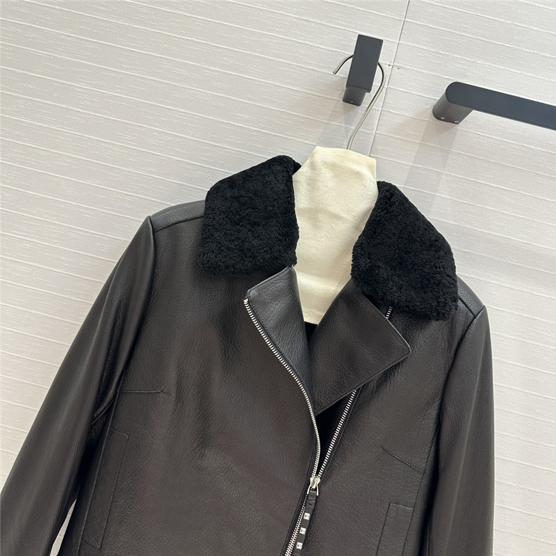H**me5 lambskin collar motorcycle jacket