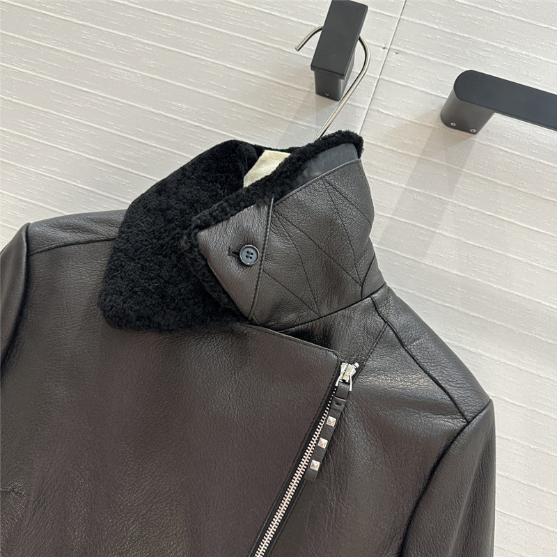 H**me5 lambskin collar motorcycle jacket