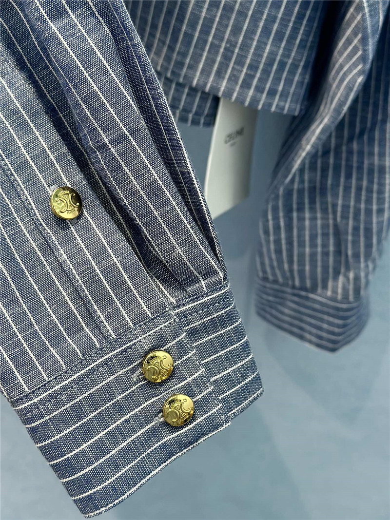 Ce1i*e logo denim striped shirt