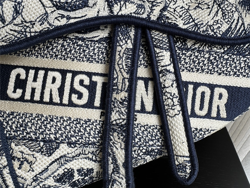 D10r dark blue embroidered denim saddle bag