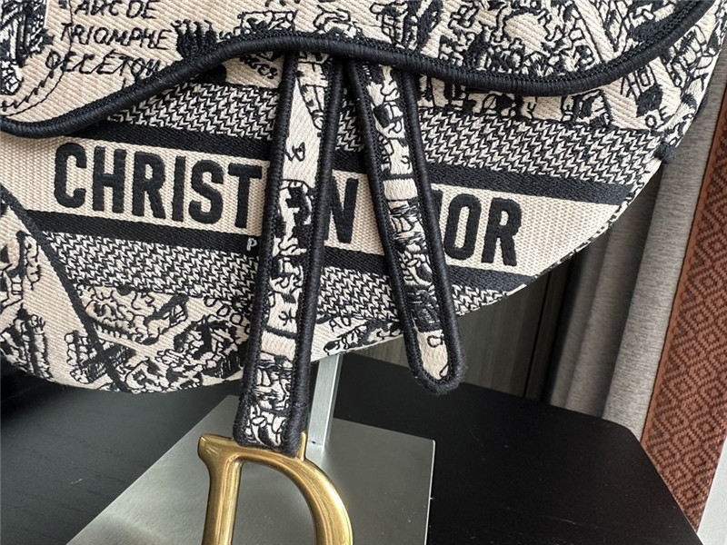 D10r black embroidered denim saddle bag