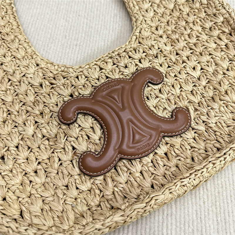 Ce1i*e classic panier hobo bag in raffia & calfskin