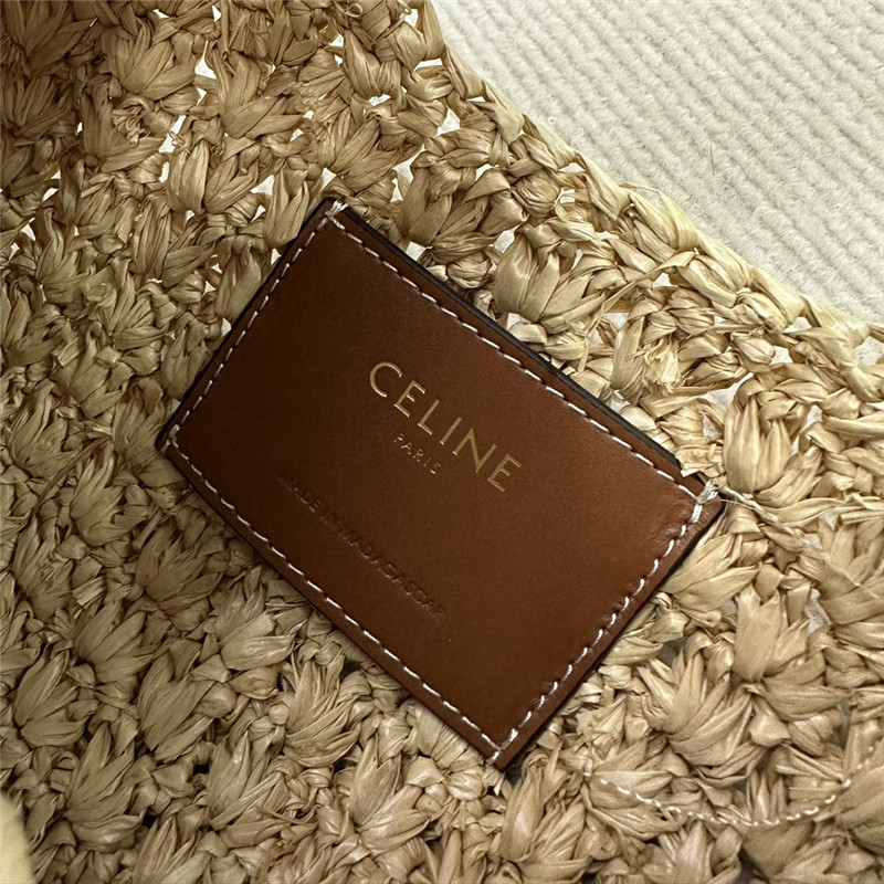 Ce1i*e classic panier hobo bag in raffia & calfskin