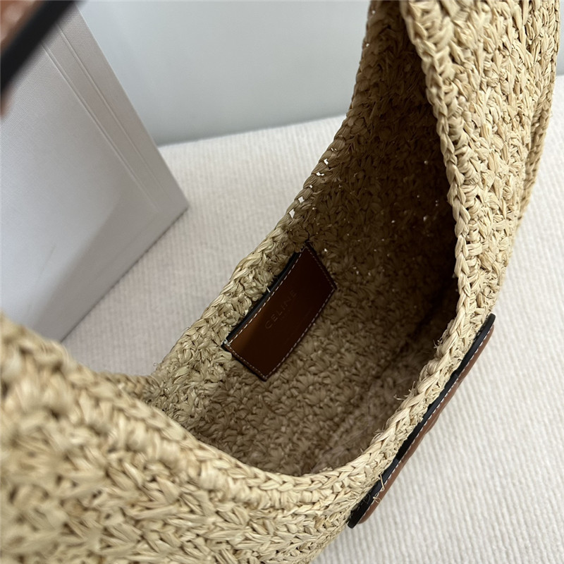 Ce1i*e classic panier hobo bag in raffia & calfskin