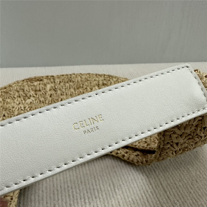 Ce1i*e classic panier hobo bag in white raffia & calfskin