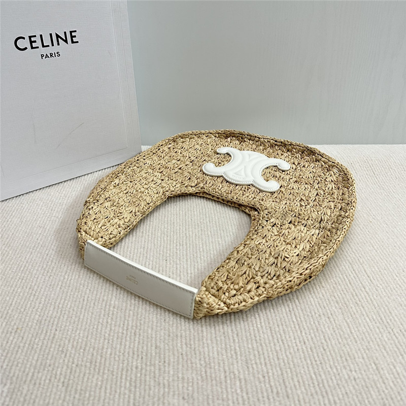 Ce1i*e classic panier hobo bag in white raffia & calfskin