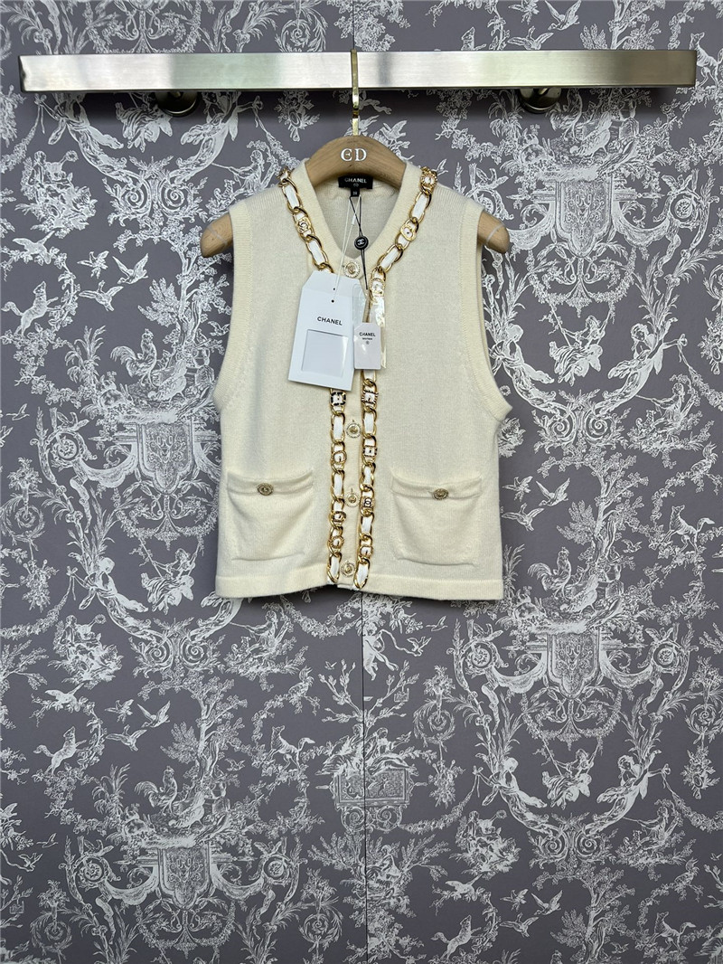 Ch**el chain cashmere knit cardigan vest