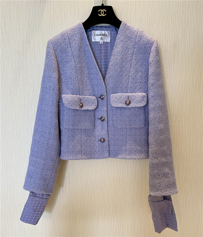 Ch**el v-neck classic tweed jacket