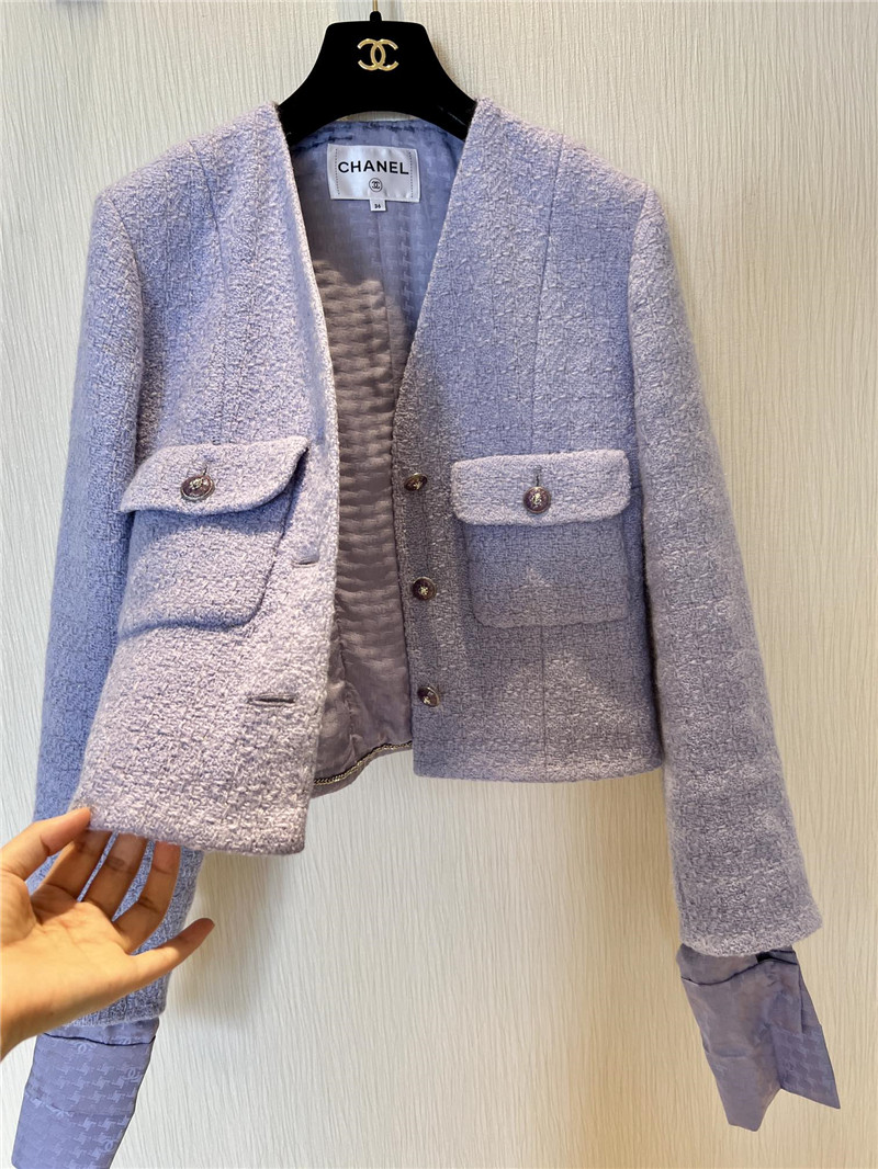 Ch**el v-neck classic tweed jacket