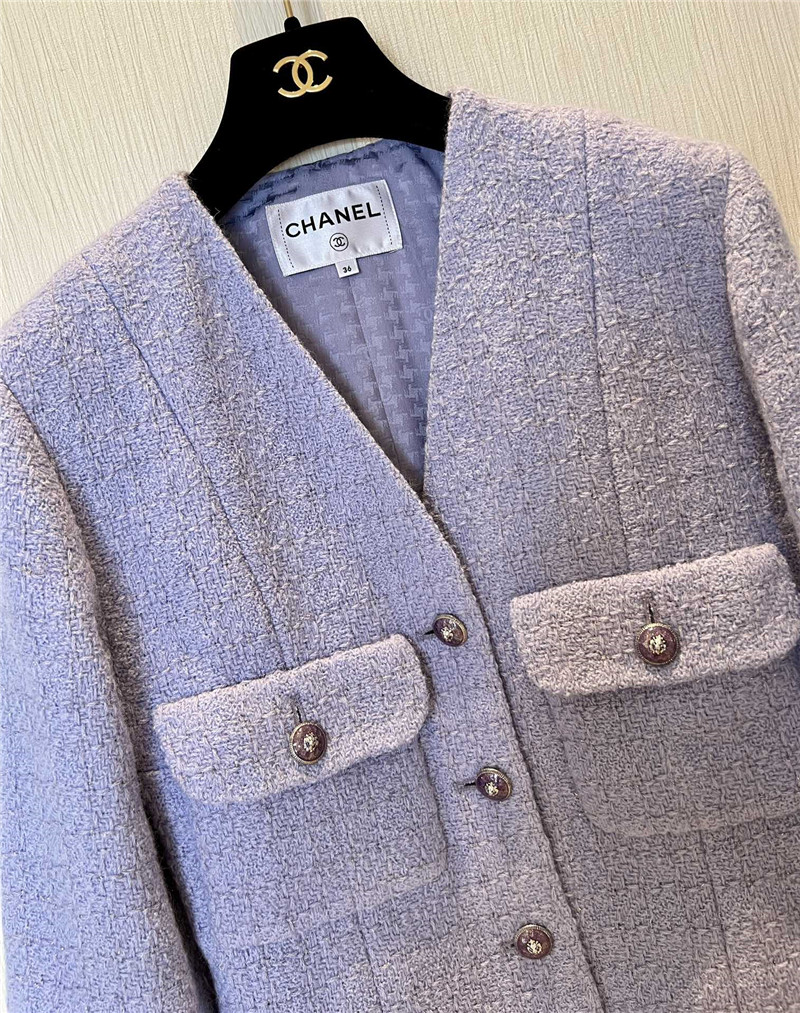 Ch**el v-neck classic tweed jacket