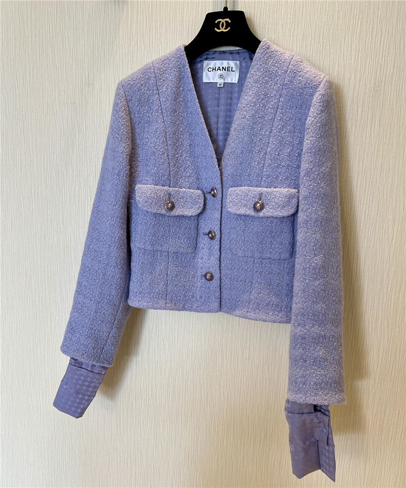 Ch**el v-neck classic tweed jacket