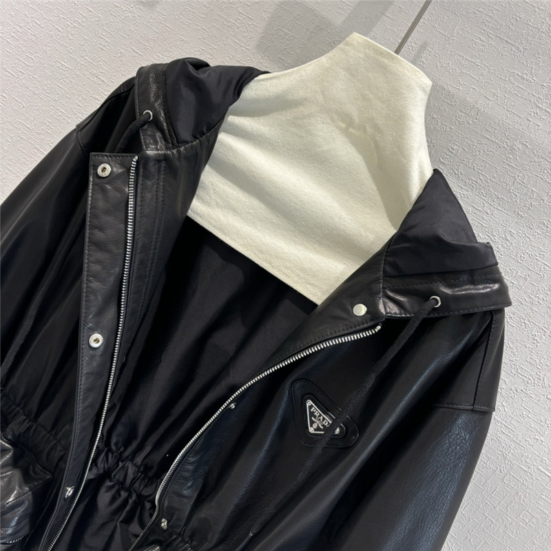 Pra*a hooded leather jacket