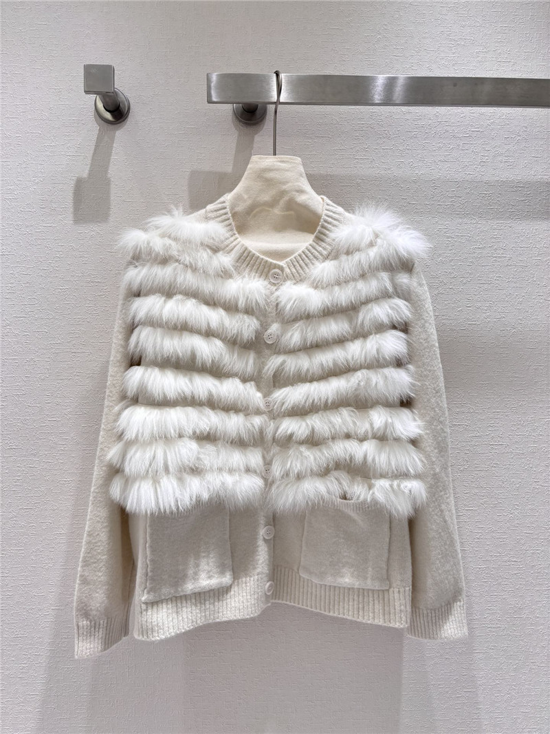 Wool fox fur top coat wool skirt suit