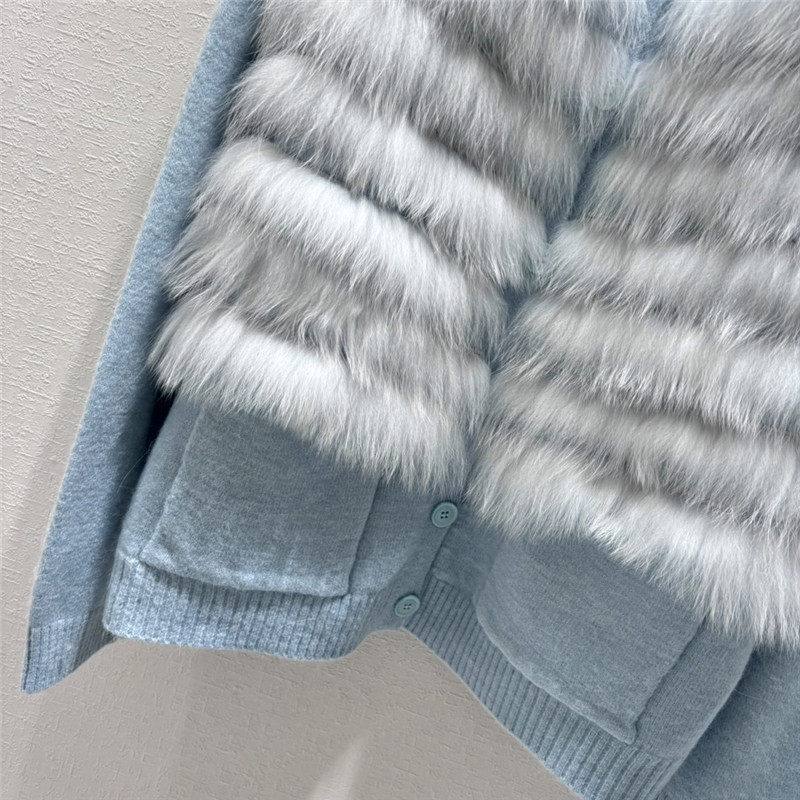 Wool fox fur top coat wool skirt suit