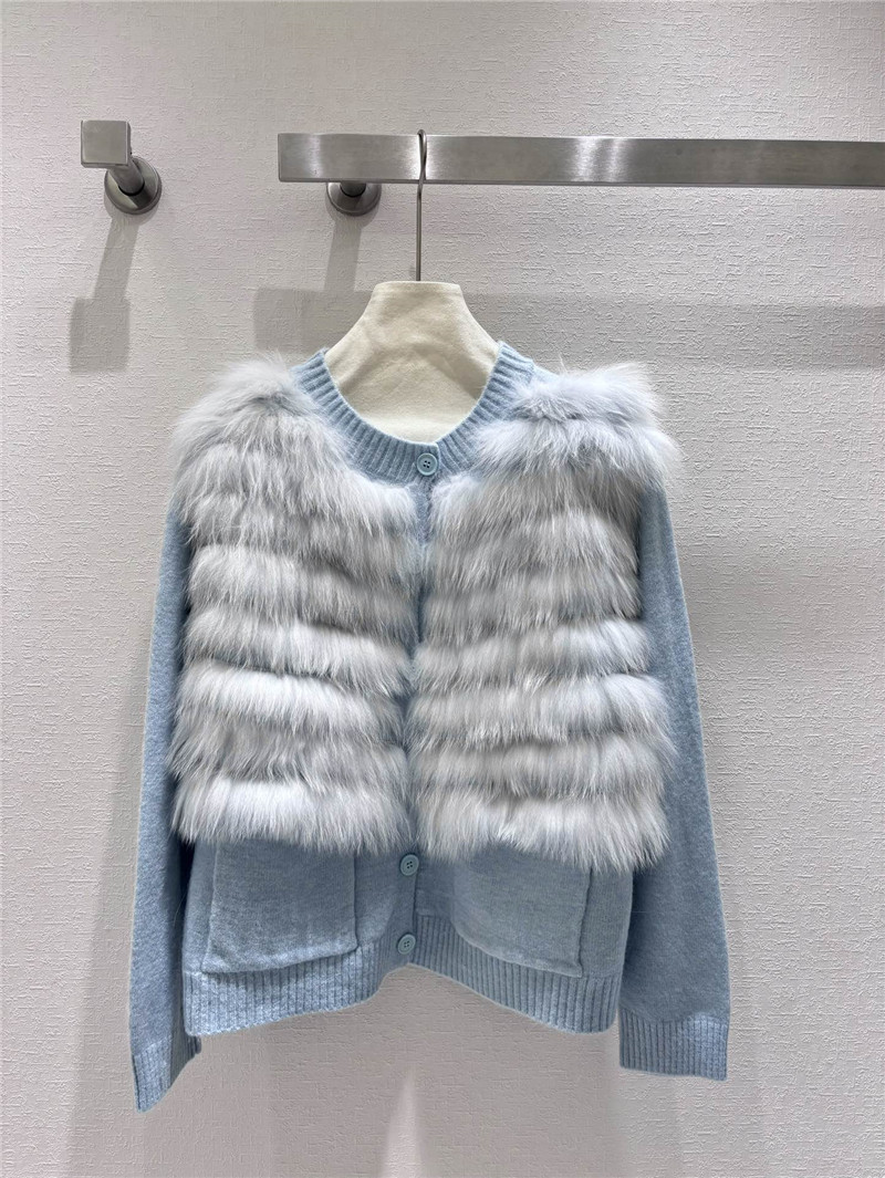 Wool fox fur top coat wool skirt suit