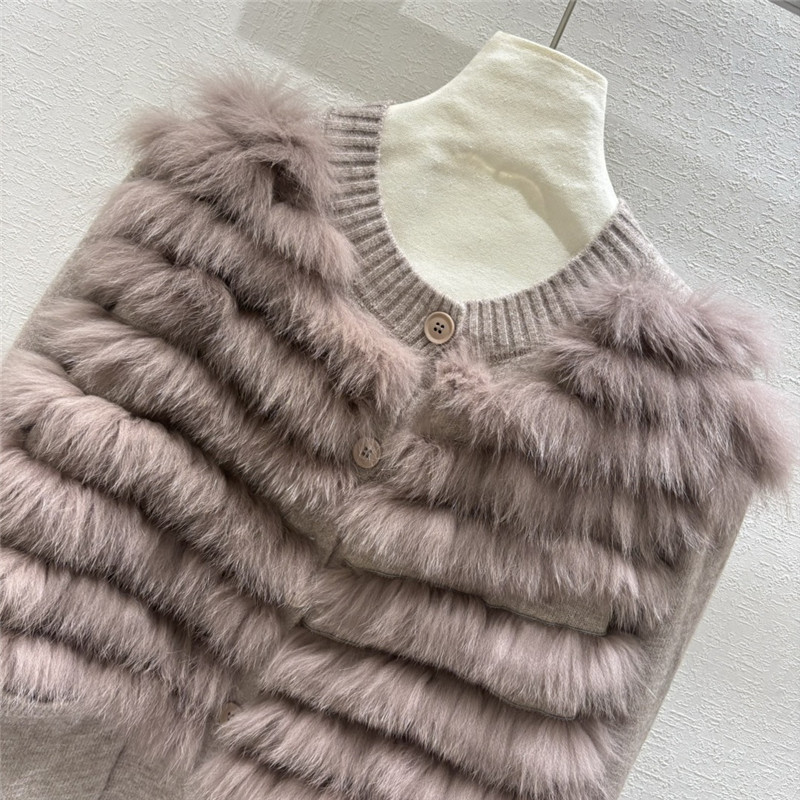 Wool fox fur top coat wool skirt suit