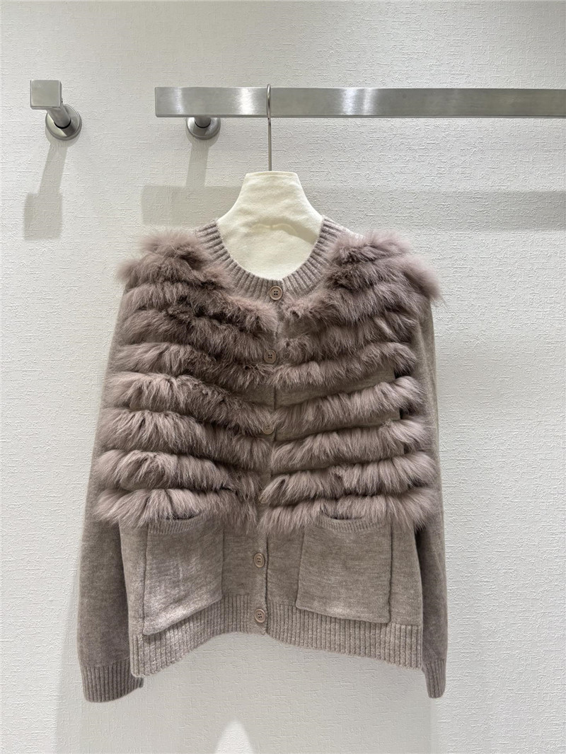 Wool fox fur top coat wool skirt suit